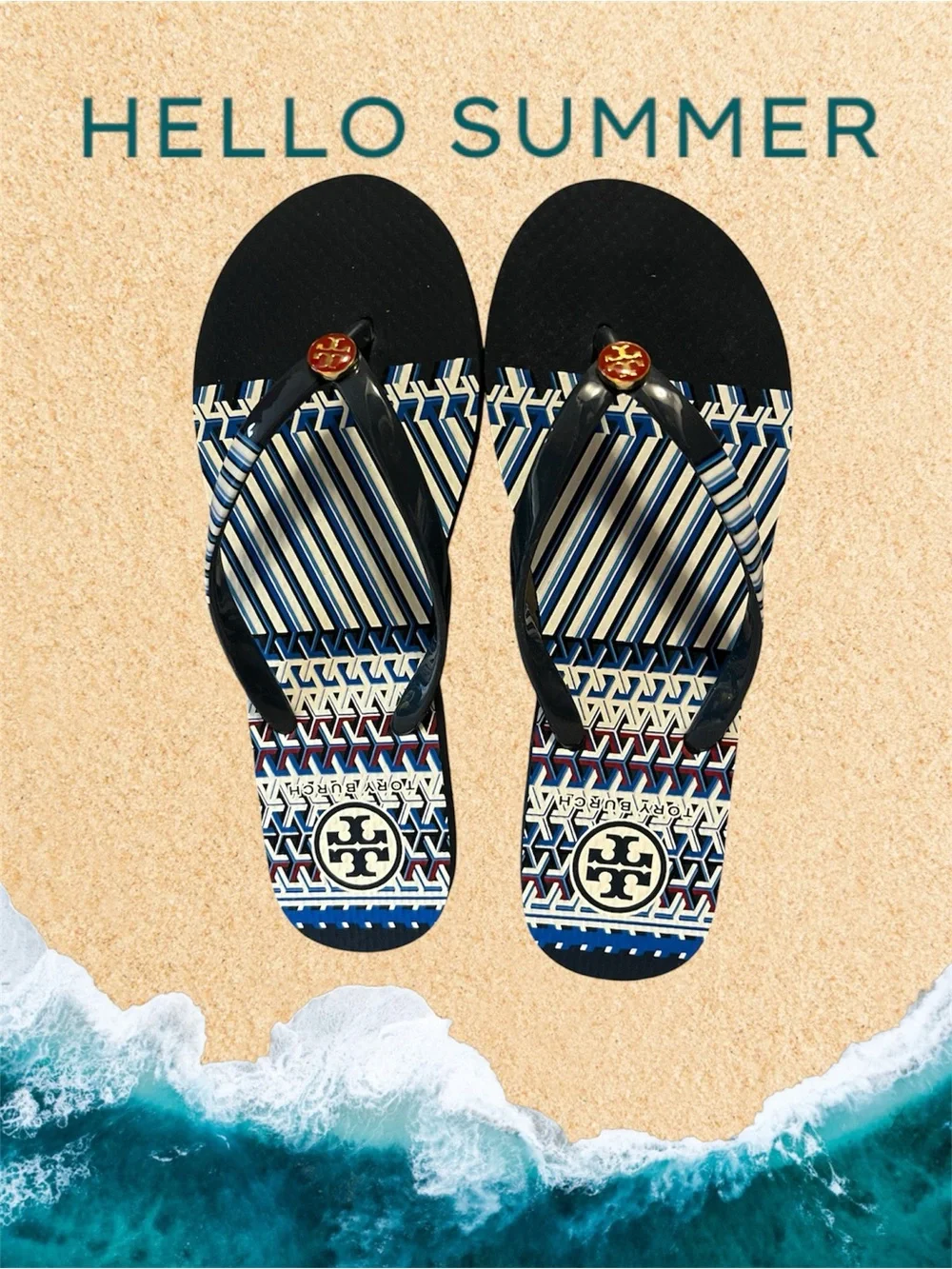 🆕 Tory Burch Geometric T Flip Flops